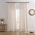 Joydeco Linen Curtains for Living Room,Semi Sheer Drapes Window Long Curtains 84 inches Long Pink Beige-Ruum Studio Home