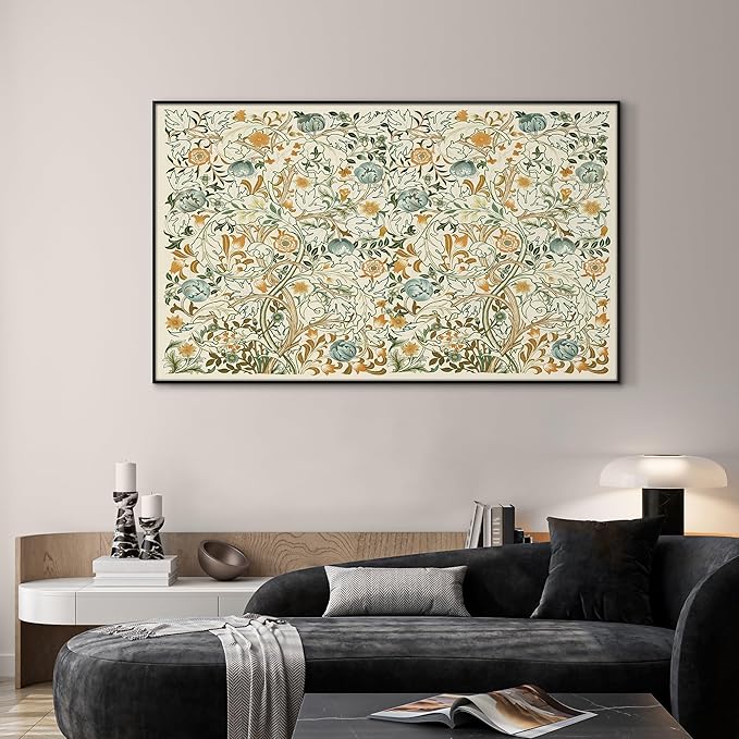 SIGNWIN 30"x60" Extra Large Framed Wall Art Vintage Botanical Floral with Golden and Teal Leaves, Elegant Nature Illustration for Home Living Room Bedroom Decor (Frame Assembly Required)-Ruum Studio Home