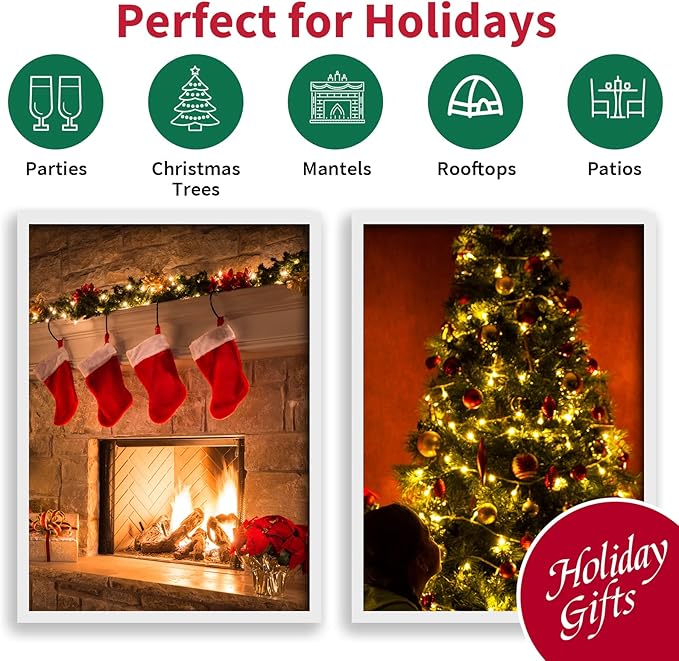 Warm White Wide Angle LED String Lights, 64.8 Ft 300 Count, Pack of 3 Strands 21.9 Ft 100 Lights UL Certified Commercial Grade Green Wire 5mm Holiday String Light-Ruum Studio Home