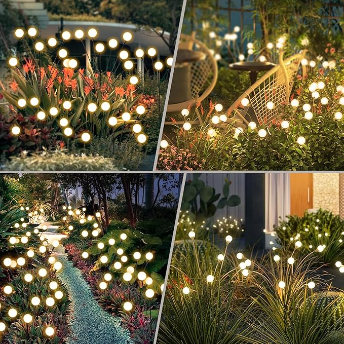 Solar Lights Outdoor Waterproof, 2 Packs 16LED, Solar Garden, Patio, Garden Decor, Patio Decor, Firefly Outdoor, Unique Gifts for Women, Gifts for Grandma-Ruum Studio Home