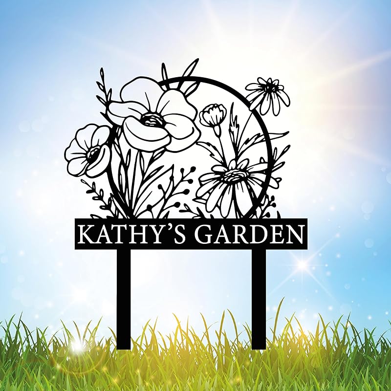 Personalized Metal Garden Sign with Stake, Custom Garden Decor for Outdoor, Custom Family Name Sign, Patio Decorations, Lawn Art, Farmhouse Decorative, Housewarming Gift (CstmDesign12)-Ruum Studio Home
