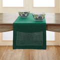 Solino Home Linen Rainforest Green Table Runner 120 Inches Long - 100% Pure Linen Hemstitch 14 x 120 Inch Table Runner for Dining, Fall, Autumn, Thanksgiving - Classic Hemstitch-Ruum Studio Home