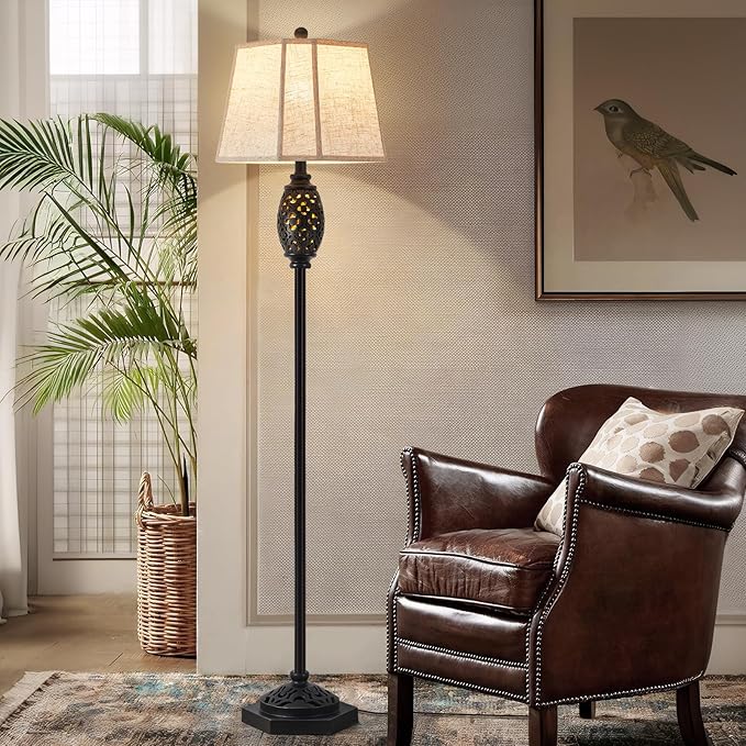 Luvkczc Vintage Floor Lamp with Cutout Design & Glowing Light - Resin Elegant Standing Lamp for Living Room, Bedroom, Office (Includes Bulb)-Ruum Studio Home