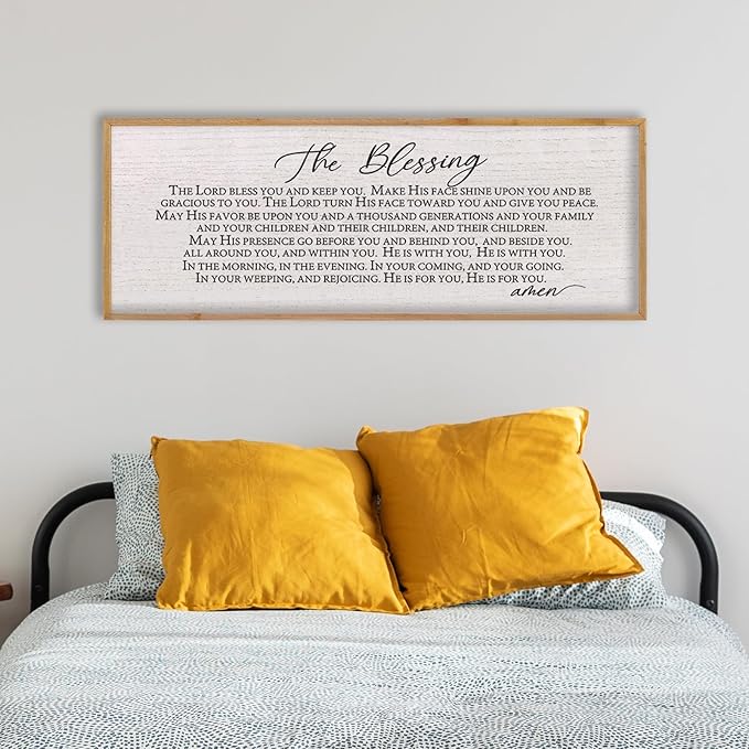 LuZhiQiang The Blessing Christian Song Lyrics Wall Decor 40''×15'' Scripture May The Lord Bless You Bible Verse Wall Art Sign (Wood)-Ruum Studio Home