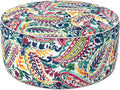 LVTXIII Indoor/Outdoor Inflatable Ottoman, D31 x H14 Inch Large Round Ottoman, All Weather Foot Rest Stool, Portable Footrest for Patio, Garden, Camping and Home - Vigour Paisley-Ruum Studio Home