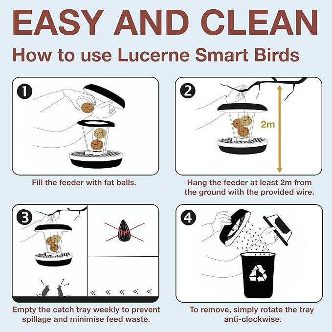 SWISSINNO No Mess Bird Feeder Lucerne Smart Birds for Fat Balls - Feed Birds, not mice & Rats! Robust & Reliable for Hanging - Made in EU - Light Blue-Ruum Studio Home