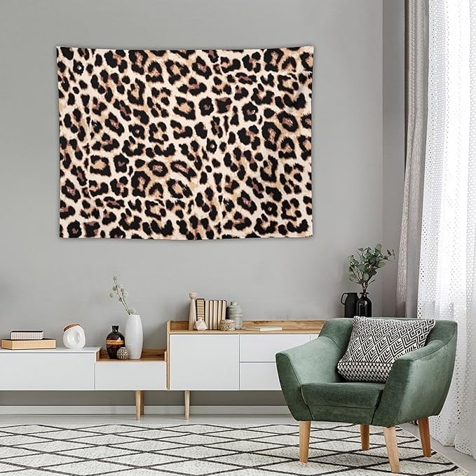 HZOHNAGO Leopard Print Tapestry Rustic Brown Leopard Wild Animal Printed Wall Tapestry Painting Wall Hanging for Bedroom Living Room Dorm 40" W x 30" H-Ruum Studio Home