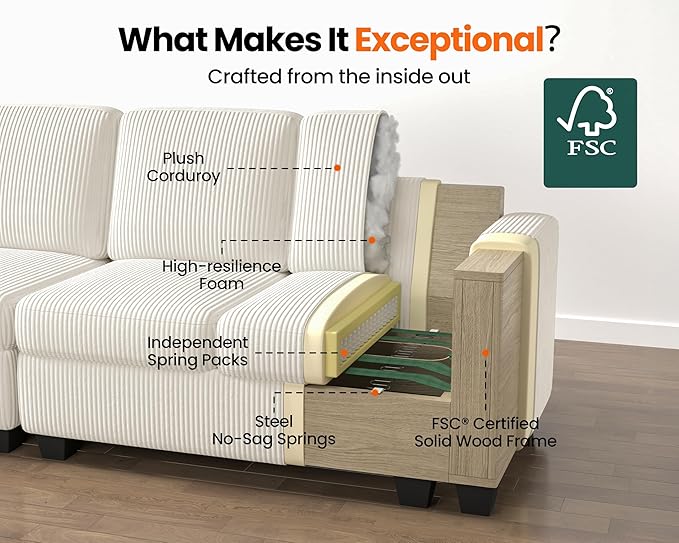 CHIC HOUSE Pull Out Sofa Bed, Full Size Sleeper Sofa, 2-in-1 Convertible Corduroy Couch with USB Charging, Memory Form Couch for Living Room, Apartment and Small Space (Beige, Corduroy - Full Size)-Ruum Studio Home