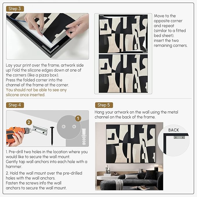 SIGNWIN 46"x60" Extra Large Framed Wall Art Black and White Abstract Geometric Design, Minimalist Modern Print for Home Living Room Bedroom Decor (Frame Assembly Required)-Ruum Studio Home