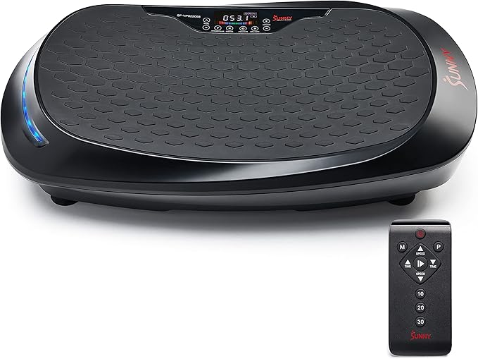 Sunny Health & Fitness Vibration Plate Exercise Machine, Full Body Vibrate Platform for Lymphatic Drainage with Multiple Speeds and Modes, Vibrating Plate Machine for Tension Relief & Weight Loss-Ruum Studio Home