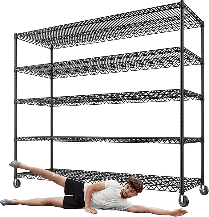 REIBII 73" H Storage Shelves Wire Shelving with Wheels 3200 lbs Heavy Duty Steel Metal Shelving Unit Shelf Rack for Warehouses,Garage, Kitchen, School,Commercial,73" H X 60”W X 18" D-Ruum Studio Home