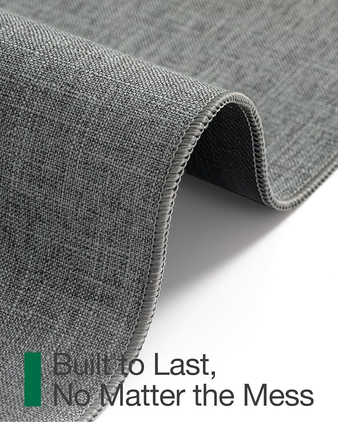 LUMI Ultra Thin Door Mat for Entryway, Low Profile Non Slip Rubber Backing Indoor Doormat, Easy Clean Welcome Entrance Mat for Inside House, Patio, Greenish Grey 17"x30"-Ruum Studio Home