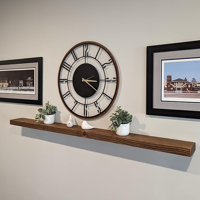 joelsantiques 60 Inch Wooden Floating Shelves for Wall - 60x6x2 in - Made of Natural Wood - Long Heavy Duty Rustic Wall Shelves for Bedroom - Perfect for Living Room, Kitchen - Medium Brown-Ruum Studio Home