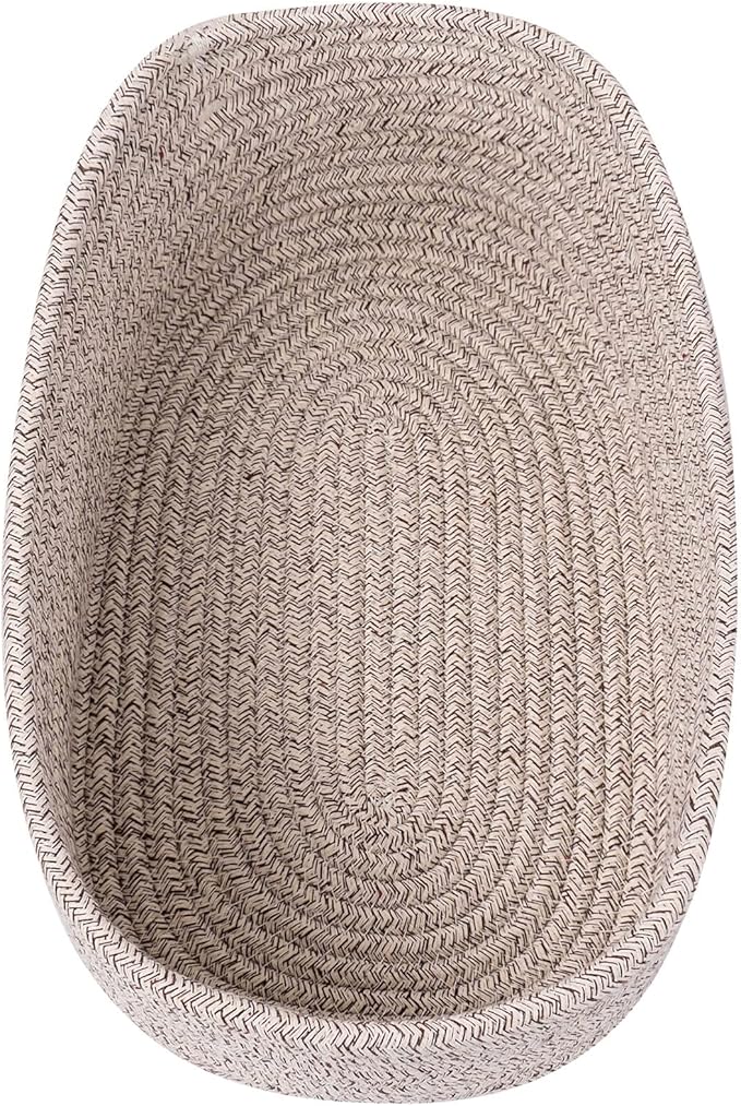 Cute Shelf Basket to Store and Organize Household Items/Baskets&Bins for Daily Storage &Organizing/Woven Rope Basket for Living Room, Playroom/Small Oval-13x8.66x5.11’’,3 Packs Light Brown-Ruum Studio Home