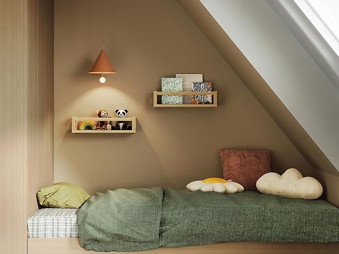 Upgraded Thick Floating Shelves - Multi-Use Wall-Mounted Bookshelves for Kids and Nursery, Ideal for Books, Toys, Spice Rack, Decor - NaturalWood-Ruum Studio Home