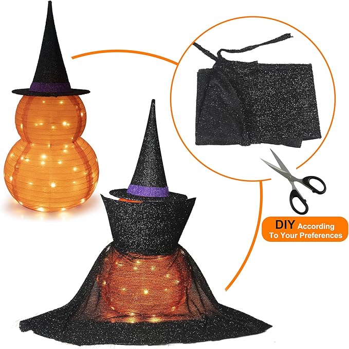3FT Halloween Collapsible Pumpkin Decoration, 50 LED Pop-Up Pumpkin Lamp with Star Cap, Plug in Halloween Jack-O-Lantern with Metal Stand for Indoor Outdoor Garden Patio Party Decor-Ruum Studio Home