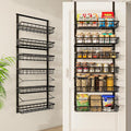 Over The Door Pantry Organizer, Pantry Storage and Organization, 6-Tier Adjustable Hanging Baskets, Metal Wall Mount Spice Rack Seasoning Shelves for Home & Kitchen, Laundry Bathroom - Black-Ruum Studio Home