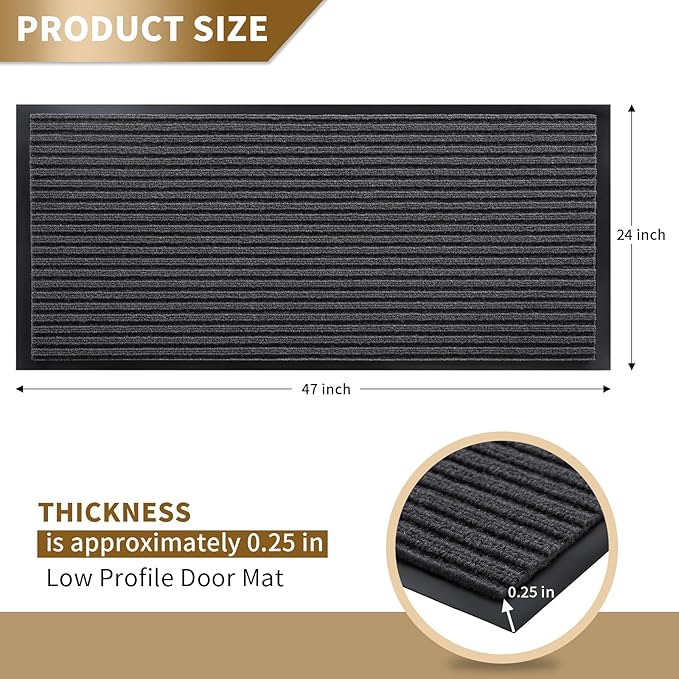 Yimobra Front Door Mat Outdoor Indoor Entrance, 100% Waterproof All-Season All Weather Doormat, Welcome Matt Outside Entry, Non Slip, Low Profile, Heavy Duty Patio Porch Floor Mats,47 x 24,Grey-Ruum Studio Home