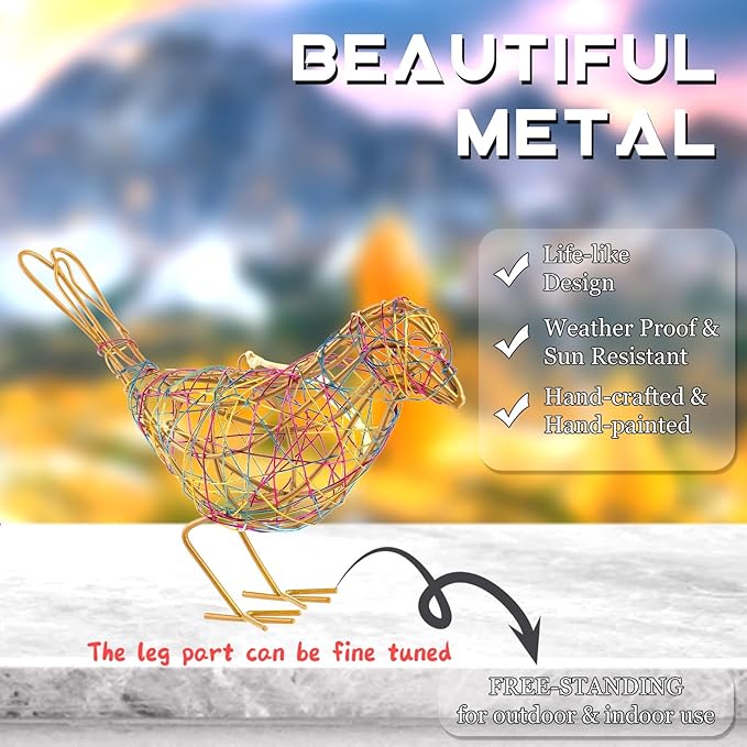 Modern Table Decor Set of 3 - Handmade Metal Bird Sculptures with Colorful Wire Weaving, Multi-Pose Rustic Home Accent & Christmas Tree Ornaments-Ruum Studio Home