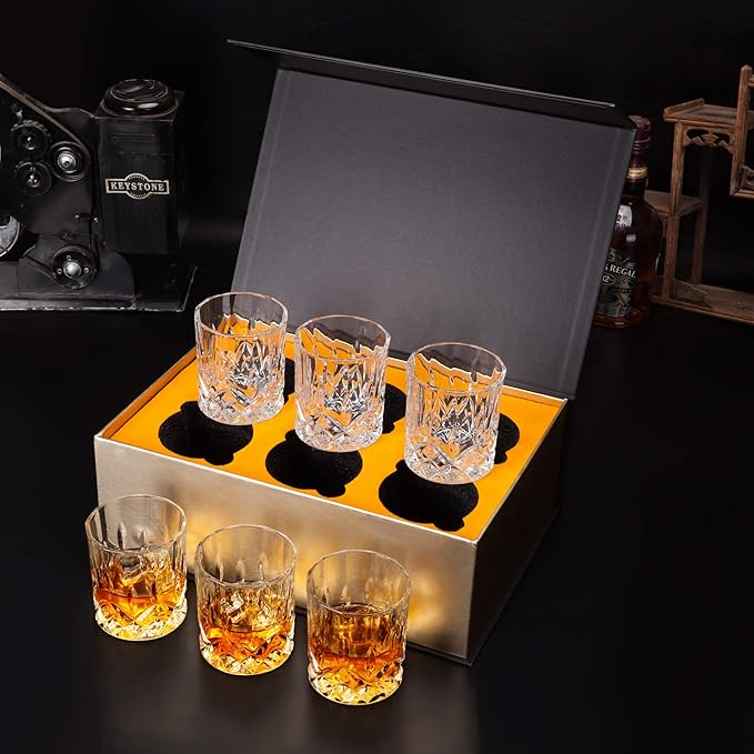 KANARS Whiskey Glasses Set of 6 with Elegant Gift Box,10 Oz Premium Old Fashioned Crystal Glass Tumbler for Liquor, Scotch, Cocktail or Bourbon Drinking, Gifts for Birthday Wedding Anniversary-Ruum Studio Home
