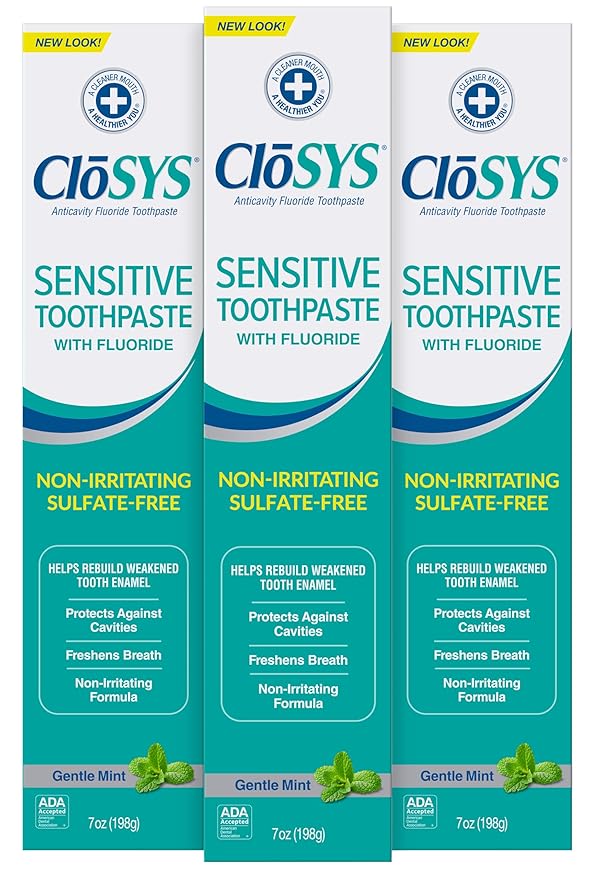 CloSYS Fluoride Toothpaste, 7 Ounce (Pack of 3), Gentle Mint, Whitening, Enamel Protection, Sulfate Free-Ruum Studio Home