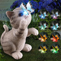 Cat Garden Statue Outdoor Solar Decorations Butterfly Light Figurine Color Changing LED Lights Resin Sculpture Art Decor Patio Lawn Yard Housewarming Gifts for Women Grandma Mom-Ruum Studio Home