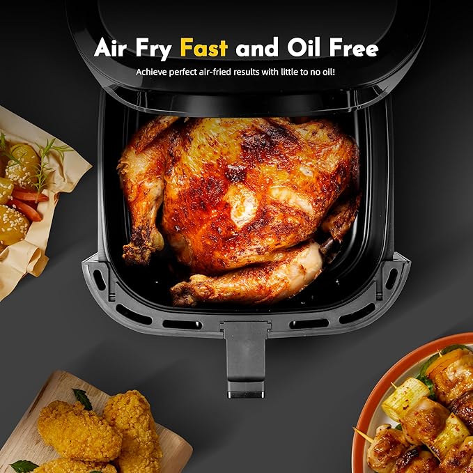 8.5QT Air Fryer, Family Size Digital Air Fryers, Nonstick Square Basket, Smart Touchscreen with 8-Preset, Air Frying, Reheat Leftovers, Party Food, Fast Cooking, Dishwasher-Safe, for Kitchen-Ruum Studio Home