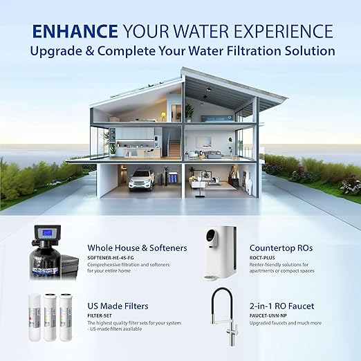 APEC Water System ROES-PHUV75 Essence Series Top Tier Alkaline Mineral pH+ and UV Ultra-Violet Sterilizer 75 GPD 7-Stage Ultra Safe Reverse Osmosis Drinking Water Filter System-Ruum Studio Home