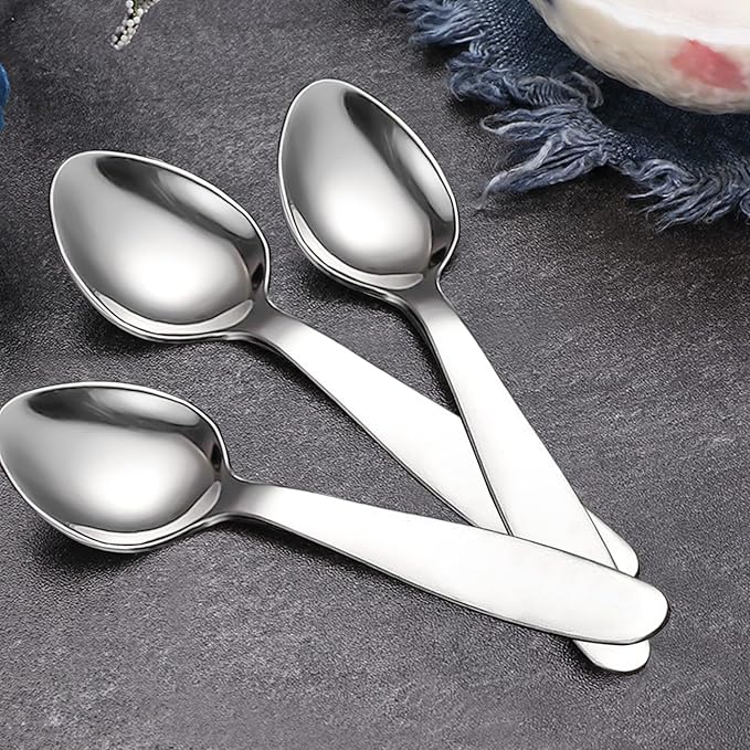 VANRA Premium 18/8 Stainless Steel Children Cutlery Set 5.9-inch Kids Dinner Spoons Set 4 Pieces Silverware Flatware Utensil Set for Home School (4 Spoons)-Ruum Studio Home