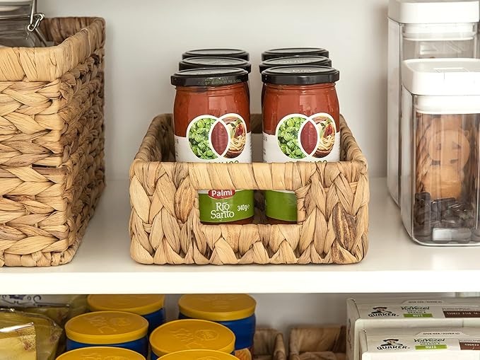 StorageWorks Water Hyacinth Baskets, Small Wicker Baskets for Organizing in Kitchen and Bathroom, 2-Pack-Ruum Studio Home