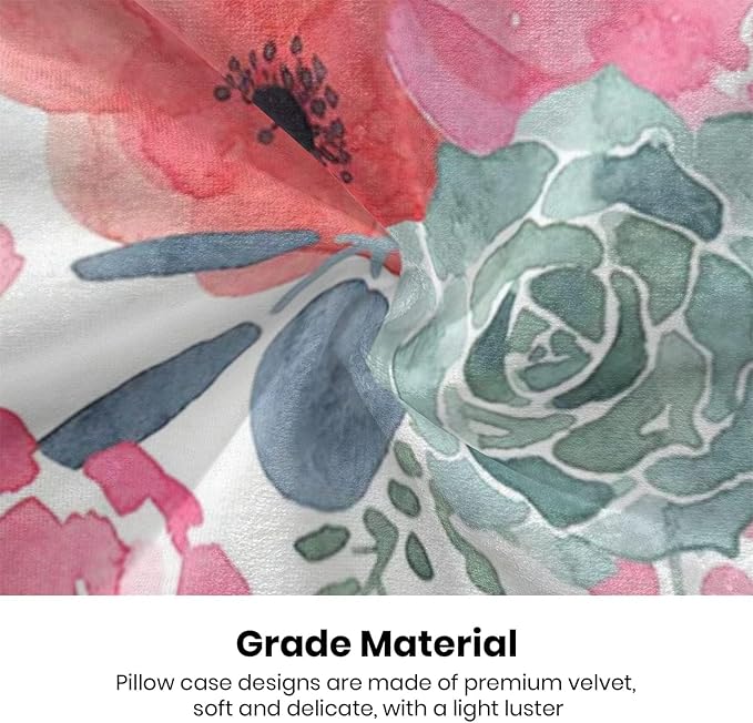 CXMEIFLY Spring Floral Pillow Covers 22 x 22 Inch Set of 2 for Watercolor Pink Flowers Decor Throw Pillows Green Leaves Plant Outdoor Decorative Cushion Cases with Zipper for Couch Bed Decorations-Ruum Studio Home