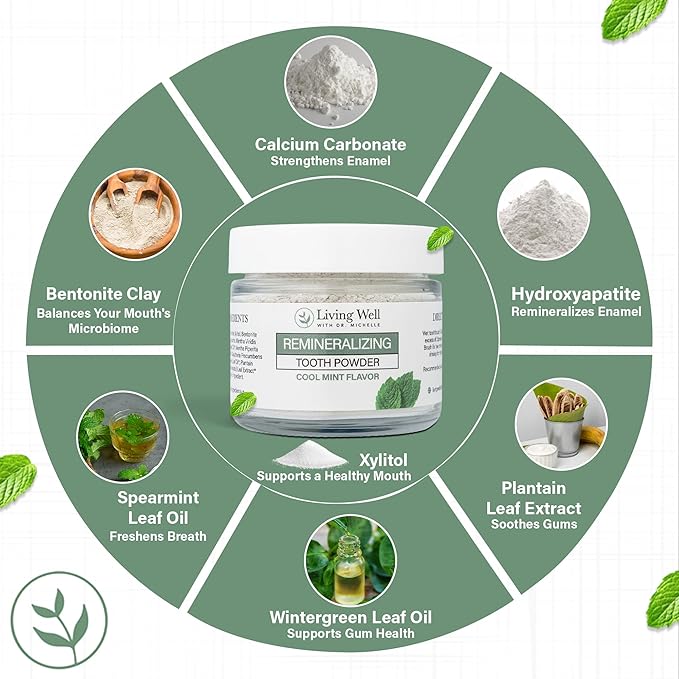 Remineralizing Tooth Powder | Fluoride-Free Hydroxyapatite Formula | Supports Enamel Strength & Oral Wellness | Safe, Clean Ingredients | Cool Mint Flavor-Ruum Studio Home