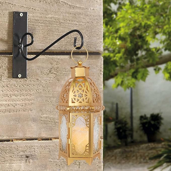 NEEDOMO 12.8'' Moroccan Lanterns Decorative Indoor & Outdoor, Vintage Christmas Candle Holder, Metal Lanterns Decorative, Table, Patio, Porch, Shelf, Christmas Spring Ramadan Eid Home Decor (Golden)-Ruum Studio Home