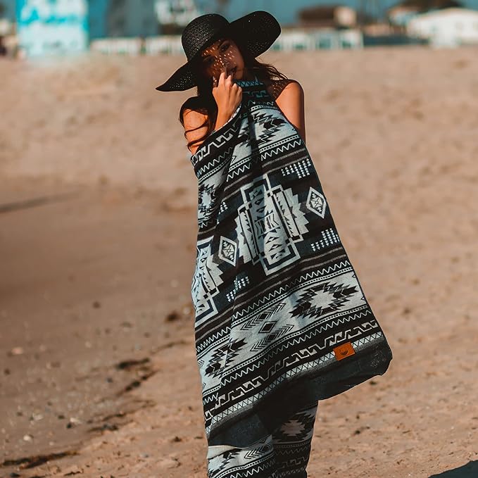 Off the Grid Inca Aztec Throw Blanket | Southwest Indian Navajo Boho Style | Native Woven Western Cover for Camping, Bedding, Couch-Ruum Studio Home