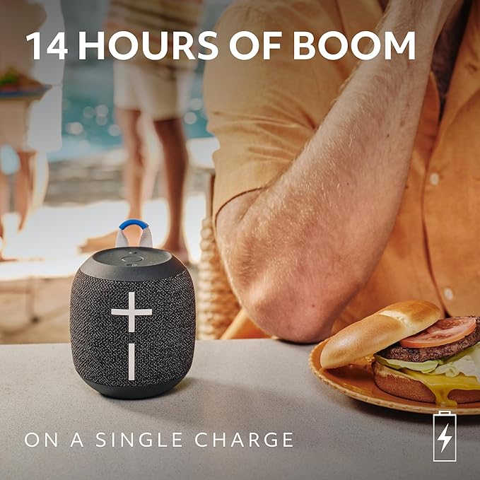 Ultimate Ears WONDERBOOM 4 Waterproof Bluetooth Outdoor Speakers with Big Bass & 360-Degree Sound, Dustproof Floating Wireless Speaker, 131ft Range - Black-Ruum Studio Home