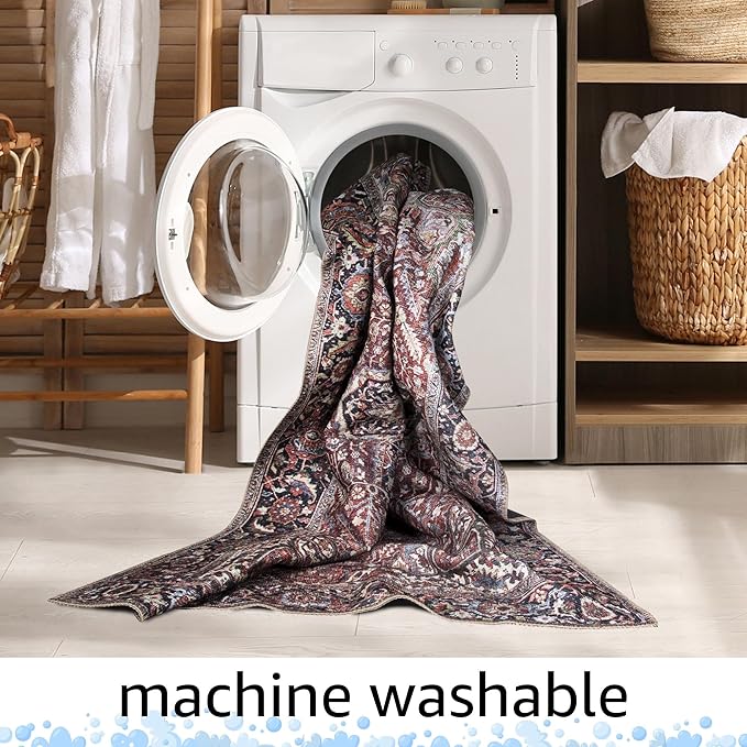 Keen Home Design 2x12 Rug - Machine Washable Runner Rug with Non-Slip Backing, Ideal for Hallway, Entryway, Kitchen, Laundry Room - Vintage, Easy Clean, Durable, Low Pile - (2'6" x 12')-Ruum Studio Home