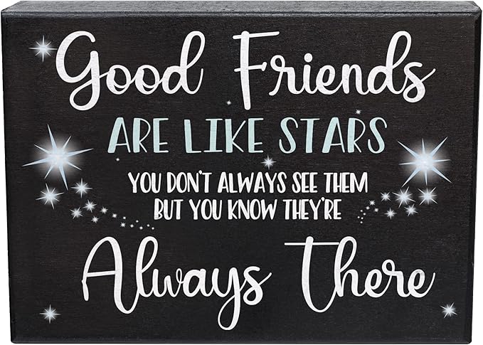 Good Friends Are Like Stars Wooden Sign – Sentimental Gift for Best Friend, Rustic Wall Hanging Decor, Friendship Keepsake, American Made, Thoughtful Birthday-Ruum Studio Home
