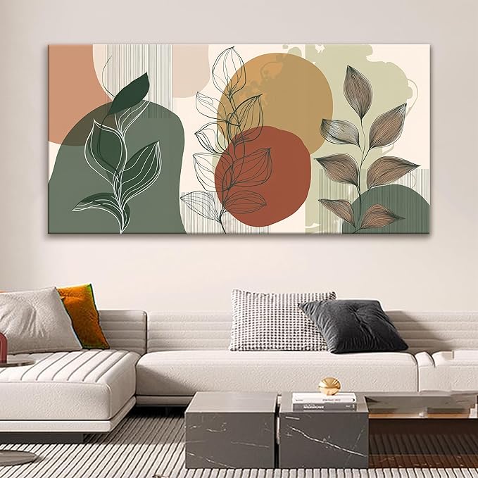 Tsomzxng Large Abstract Boho Wall Art For Living Room Century Modern Canvas Art Wall Decor Picture Painting Aesthetics Botanical Abstract Art Prints Bedroom Office Wall Hanging Decor 29x58 In-Ruum Studio Home