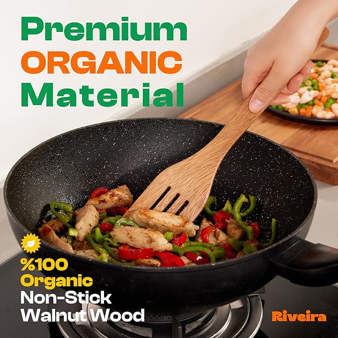 Riveira Walnut Wooden Spoons for Cooking Set of 9 – Natural Walnut Wooden Cooking Utensils, Spatula, Spoon - Premium Quality Utensil Set for Non-Toxic Cooking-Ruum Studio Home