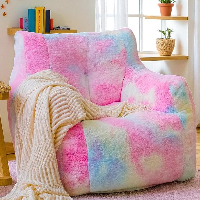 Bean Bag Chairs for Adults Ergonomic Support Reading Floor Sofa Chair with Filler Spacious (Colored, Standard)-Ruum Studio Home
