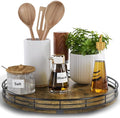 Lazy Susan Turntable Organizer for Table Top, 12’’ Round Wooden Lazy Susan for Cabinet Kitchen Countertop Pantry Dining Coffee Table for Condiments Spices, Rustic Bathroom Vanity Tray for Soap Candle-Ruum Studio Home