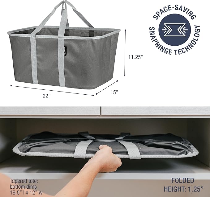 CleverMade Collapsible Laundry Tote - Charcoal Gray 2-Pack 50L - Foldable Storage Organization Container for Clothes Laundry Room Storage Solution-Ruum Studio Home