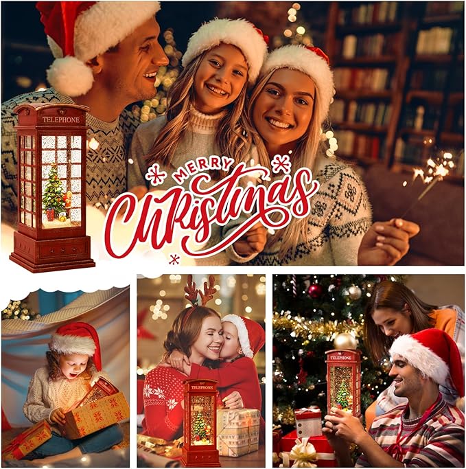 House & Garden Decoration,Christmas Lantern with 8 Pieces of Music,Sparkling Crystal Keep Circling Around The Snowman Families Music Box as a (Christmas Child)-Ruum Studio Home