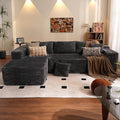 ovios 104" Cloud Sectional Couch with L-Shape Chaise,Modern Modular Sofa with Deep Seat, Upholstered Couches for Living Room Bedroom,No Assembly Required, Grey (Plush Corduroy Fabric)-Ruum Studio Home