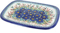 Blue Rose Polish Pottery Garden of Blue Large Rectangular Serving Platter-Ruum Studio Home