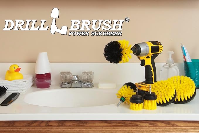 Drill Brush Attachments for Cleaning Shower, Bathroom, Grout, Tile, Bathtub, Bath Mat, Sink, Tile, Porcelain, Fiberglass, Cast Iron, Flooring – Grout Cleaner Drill Brush Set - Bathroom Accessories Kit-Ruum Studio Home