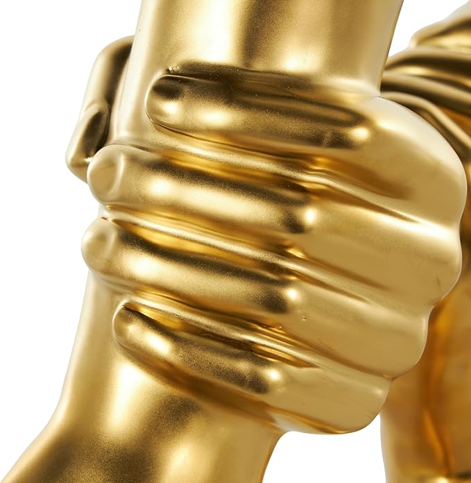 Deco 79 Ceramic Hands Decorative Sculpture Gripping Home Decor Statue, Accent Figurine 13" x 4" x 13", Gold-Ruum Studio Home
