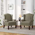 Accent Chair, High Back Upholstered Armchair with High Resilience Sponge & Wood Legs, Mid-Century Modern Comfy Single Sofa Reading Chairs for Living Room, Bedroom (Light Camel, Set of 2)-Ruum Studio Home