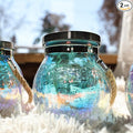 Cooo 2 Pack Solar Lantern Outdoor Waterproof Iridescent Crackle Glass with 215% Larger Solar Panel, Stainless Steel Lid – Rainbow Glass Hanging Light with Cool White LED for Garden Patio Table-Ruum Studio Home