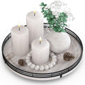 12" Farmhouse Lazy Susan for Kitchen & Coffee Table Decor – Rustic Wood Tray with Black Metal Frame, Decorative Centerpiece for Dining Room, Ottoman, Living Room, Serving or Vanity Use-Ruum Studio Home